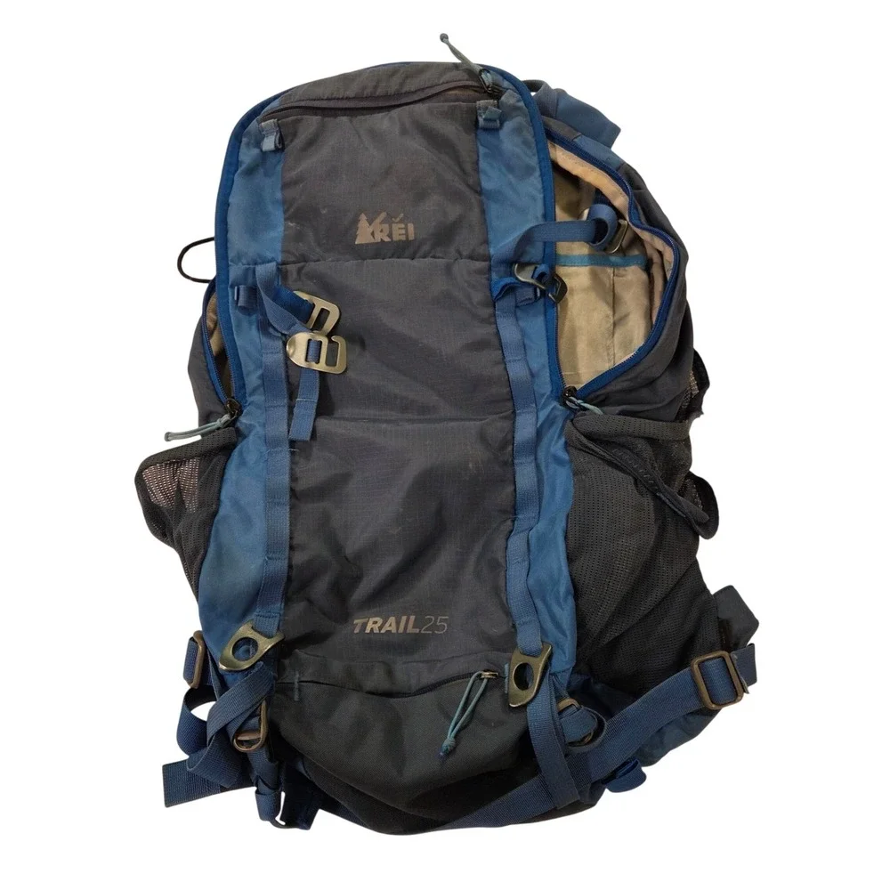 REI Co-op Trail 25 Hiking Backpack Blue Daypack Ripstop Nylon Outdoor Bag